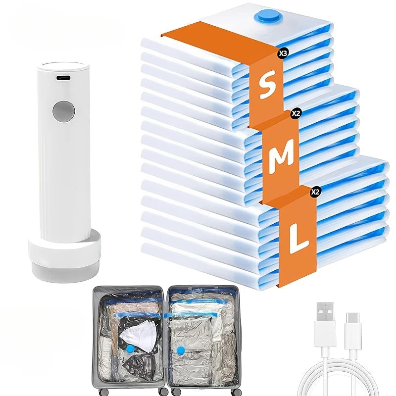 Vacuum StorageBags with Electric Pump USB Rechargeable,Thick Compression Space Saver Bags for Travel Clothes Comforters Wardrobe