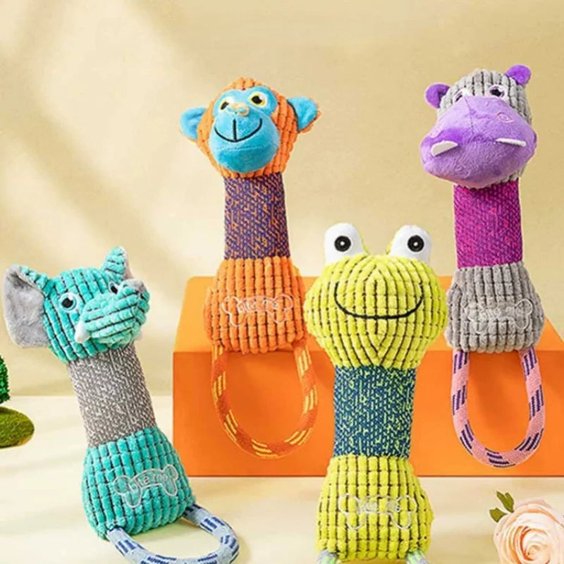 Animal-Shaped Corduroy Squeaky Dog Toy