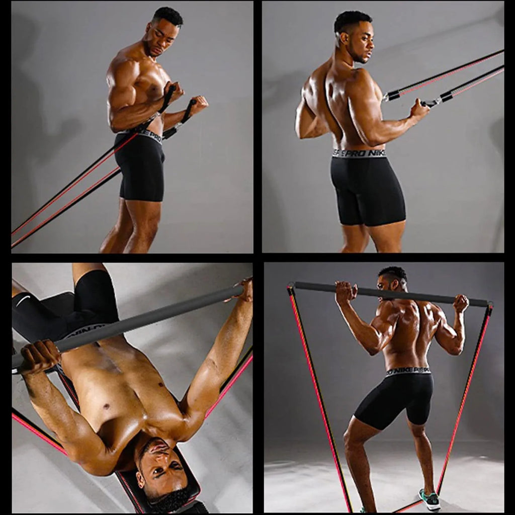 180 lb Resistance Band Set with Adjustable Pilates Bar