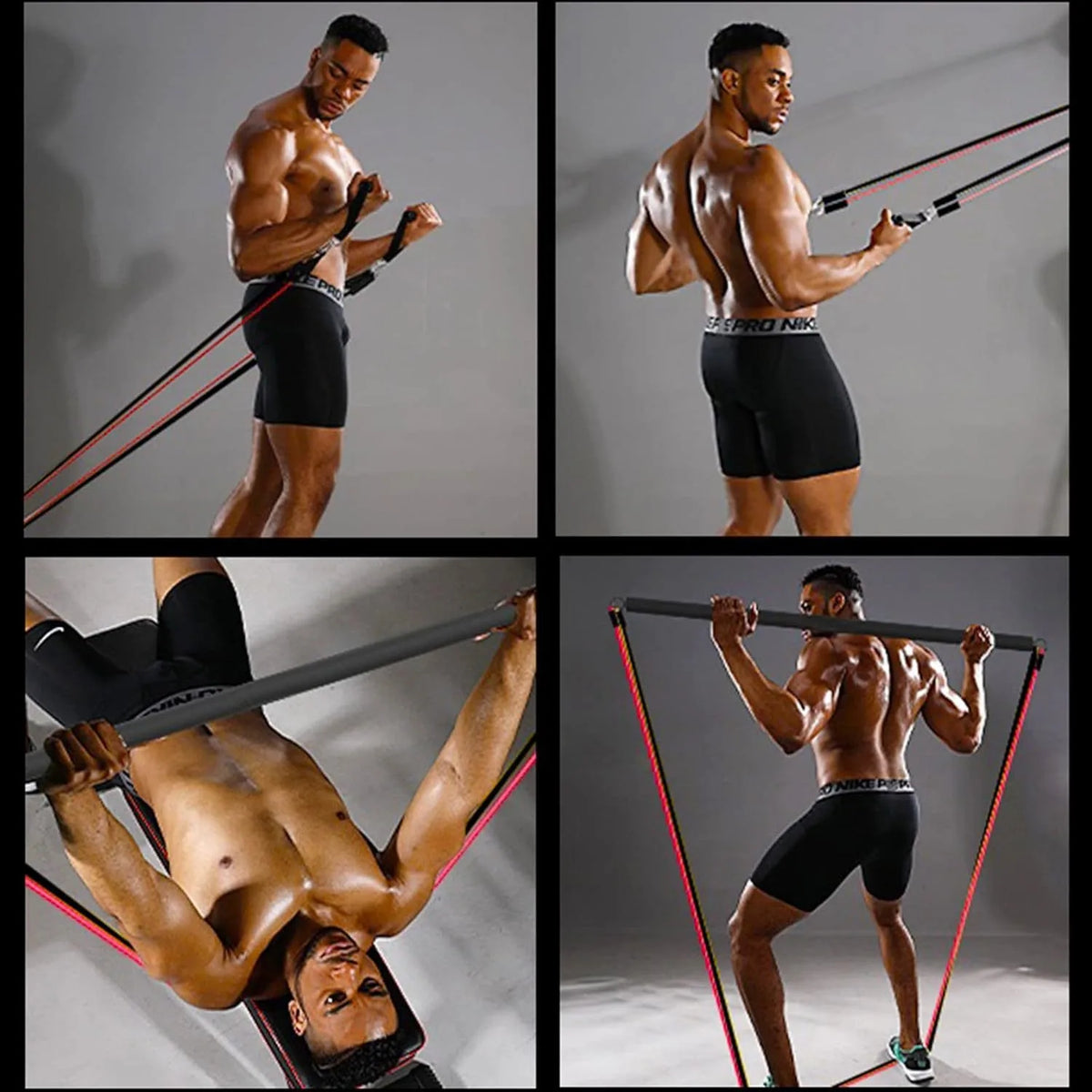 180 lb Resistance Band Set with Adjustable Pilates Bar