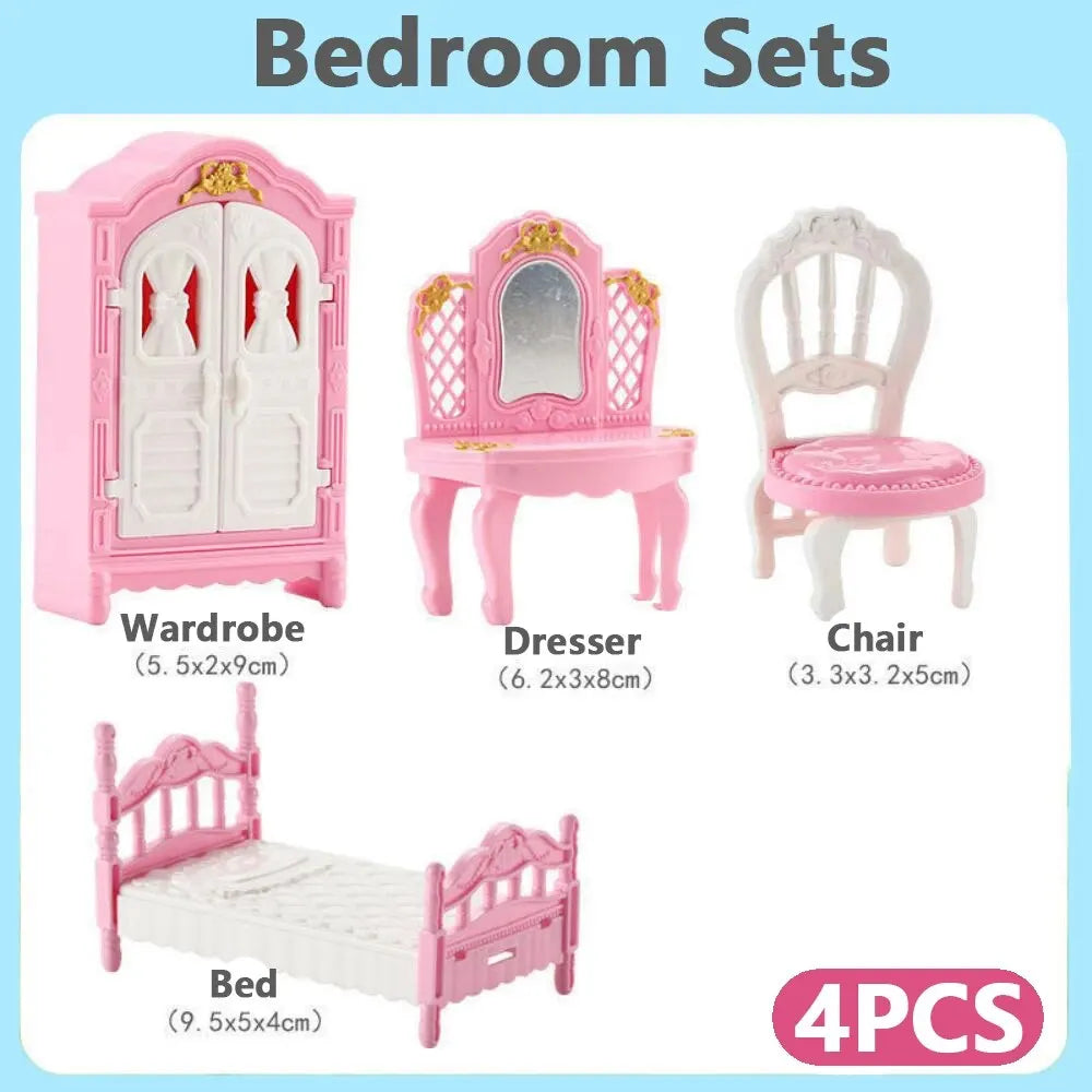 10-Piece Pink Miniature Dollhouse Furniture Set