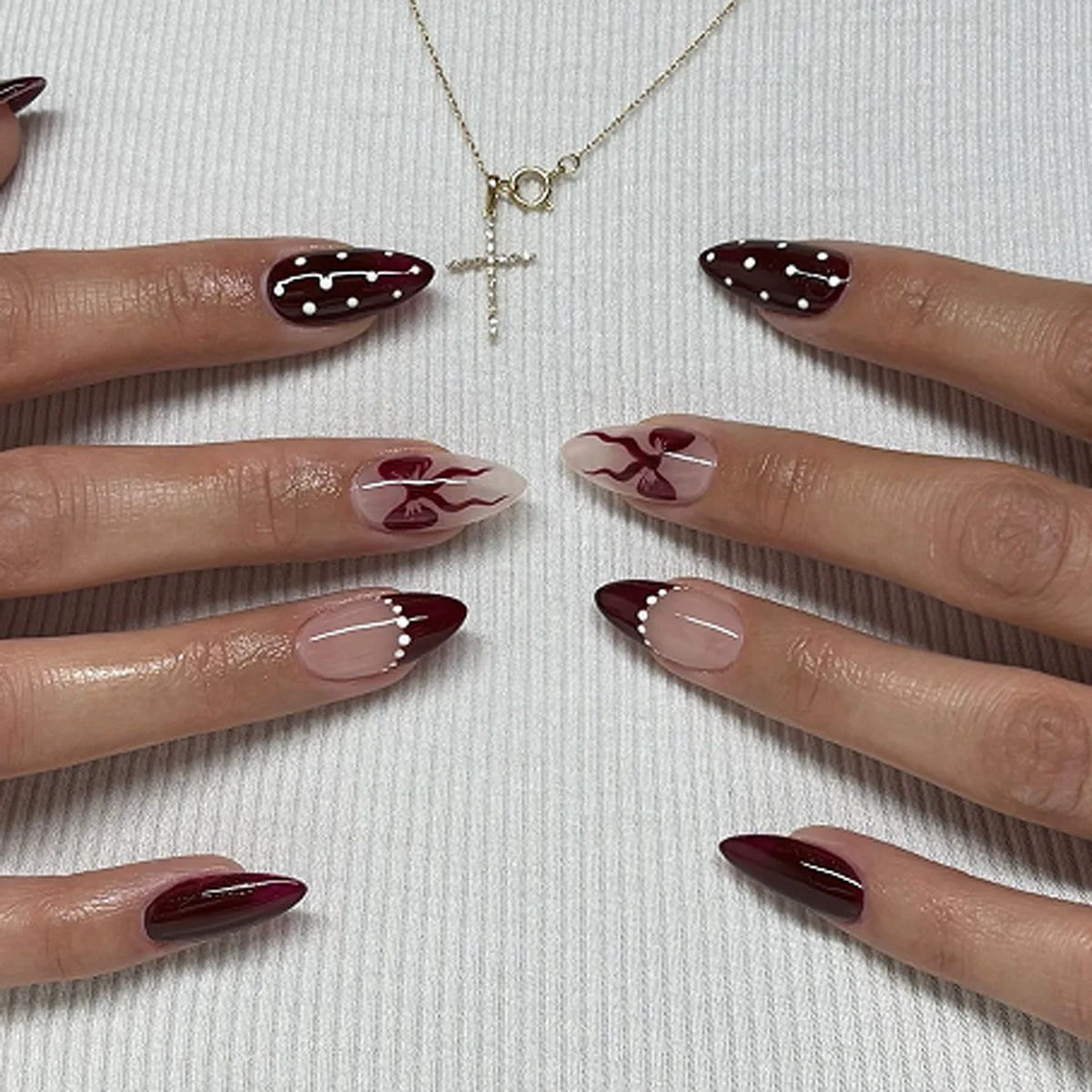 Red Star French Almond Press-On Nails