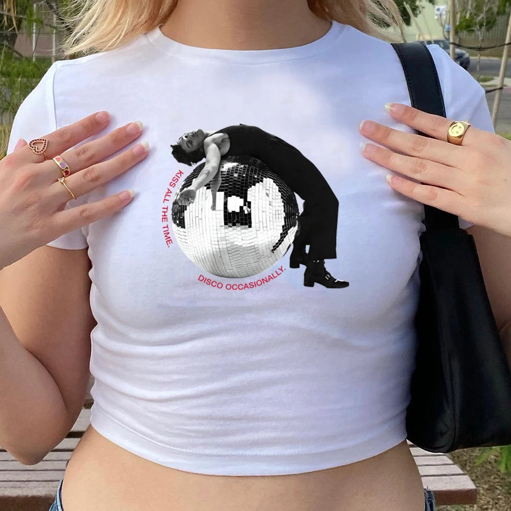 “Kiss All The Time Disco Occasionally” Crop Baby Tee