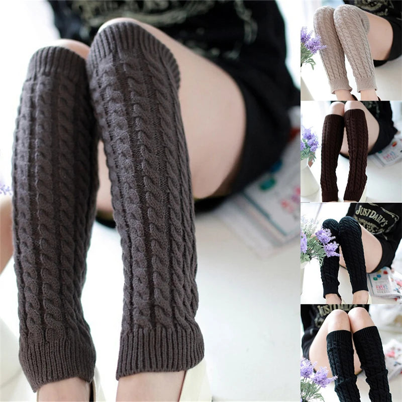 Women's Black Thigh High Fashion Gaiters Warm Knit Boot Cuffs Knee High socks Leg Warmers Christmas Gift Ideas