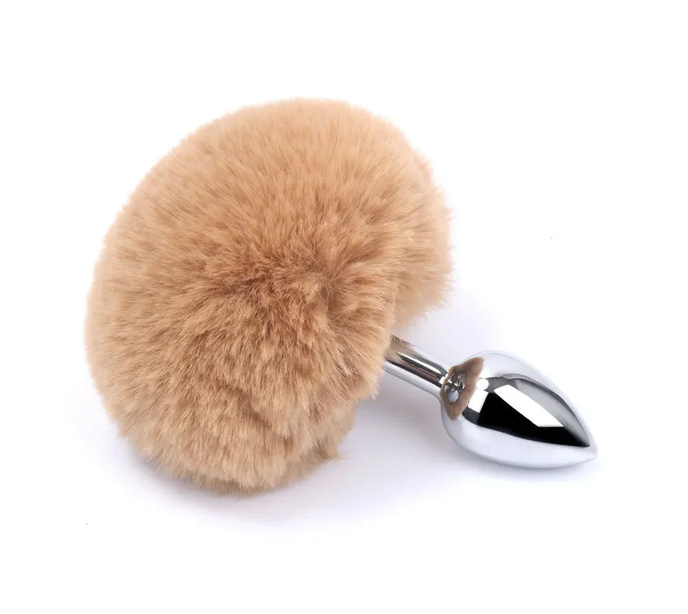 Stainless Steel Rabbit Tail Anal Plug