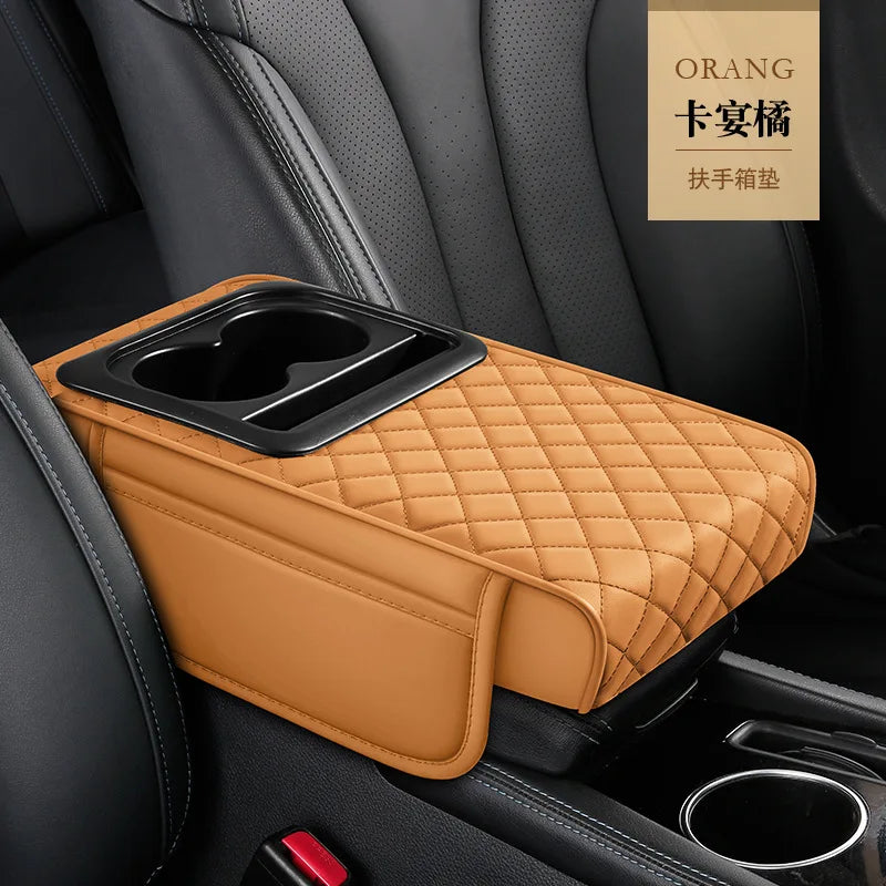 Car Armrest Organizer with Cup Holder & Cushion