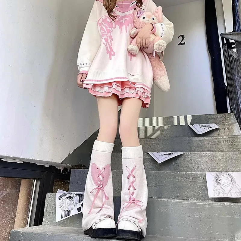 Heart Gothic Drawstring Y2K Leg Warmers