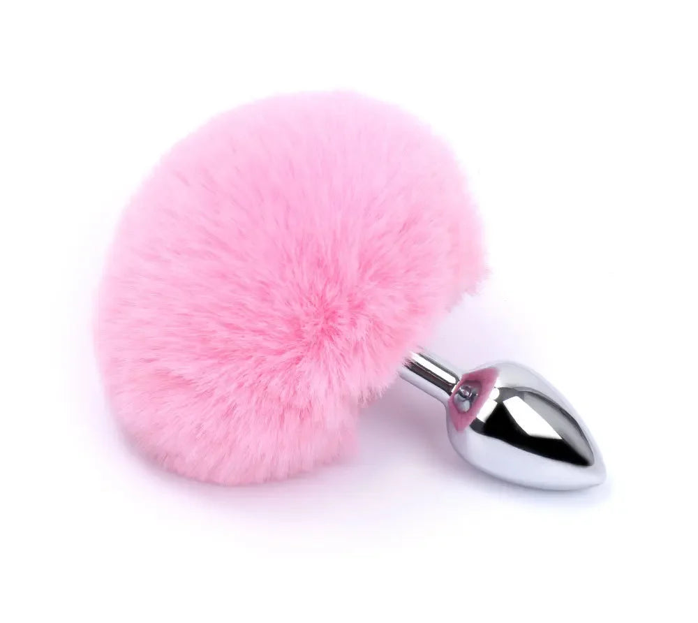 Stainless Steel Rabbit Tail Anal Plug