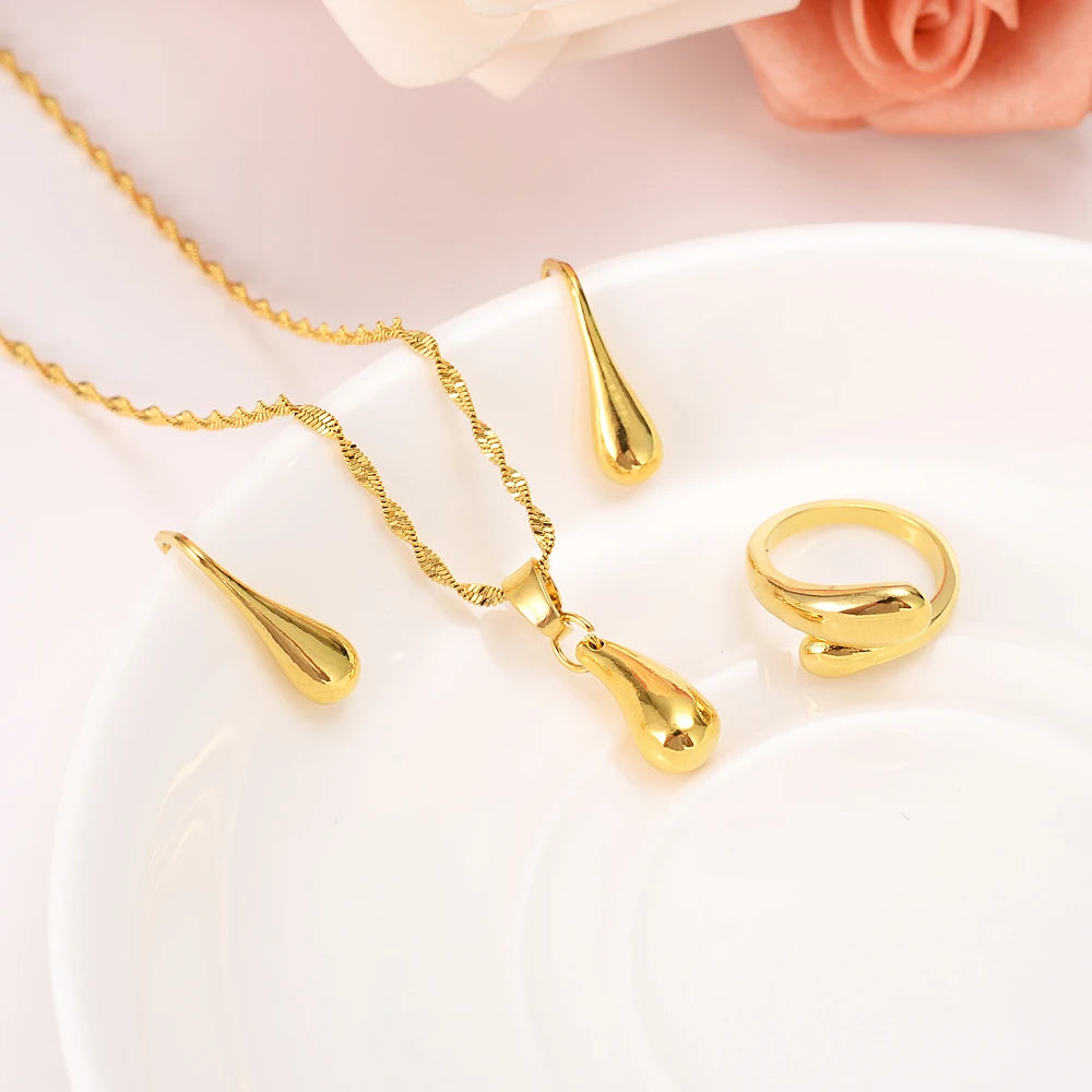 Women's Gold-Color Necklace & Earring Set