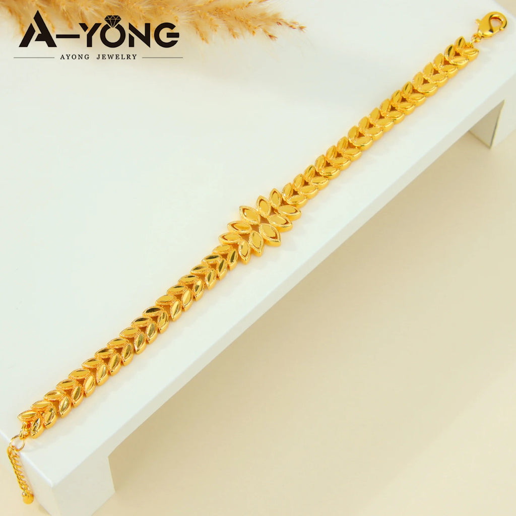 Dubai Gorgeous Bridal Wedding Jewelry Set 24k Gold Plated Ethiopia Exotic Necklace Bracelet Earrings Arabic Women Ethnic Jewelry