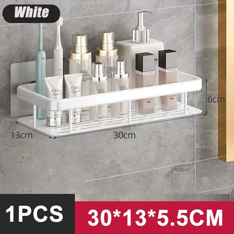 Aluminum No-Drill Shower Storage Shelf