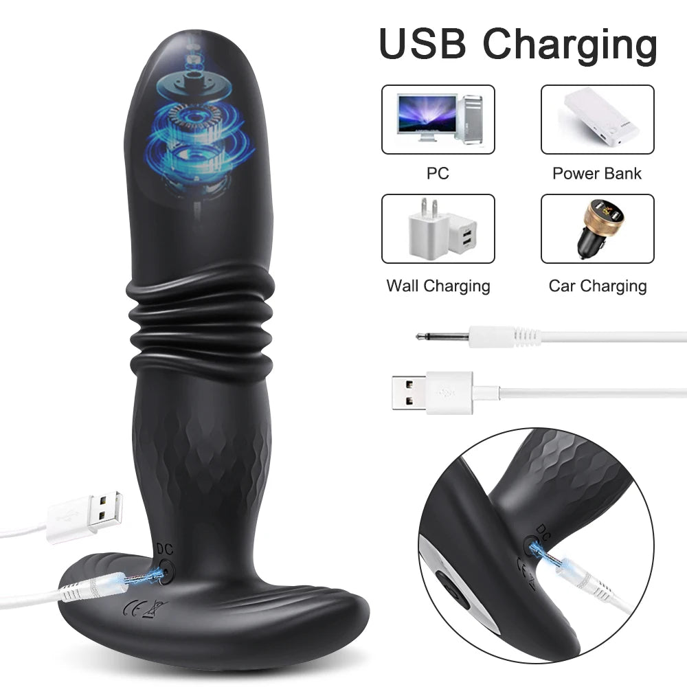 Wireless Remote Telescopic Vibrating Anal Plug
