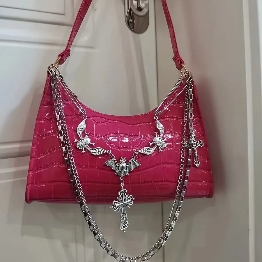 Gothic Skull Chain Shoulder Bag