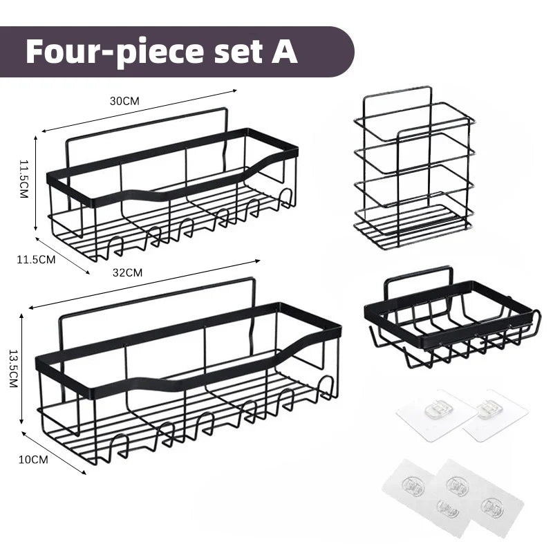 Aluminum No-Drill Shower Storage Shelf