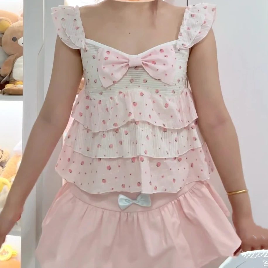 Cute Y2K Print Sleeveless Crop Top