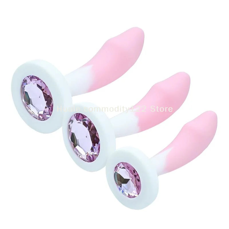 Silicone Anal Plug with Crystal Gem Base