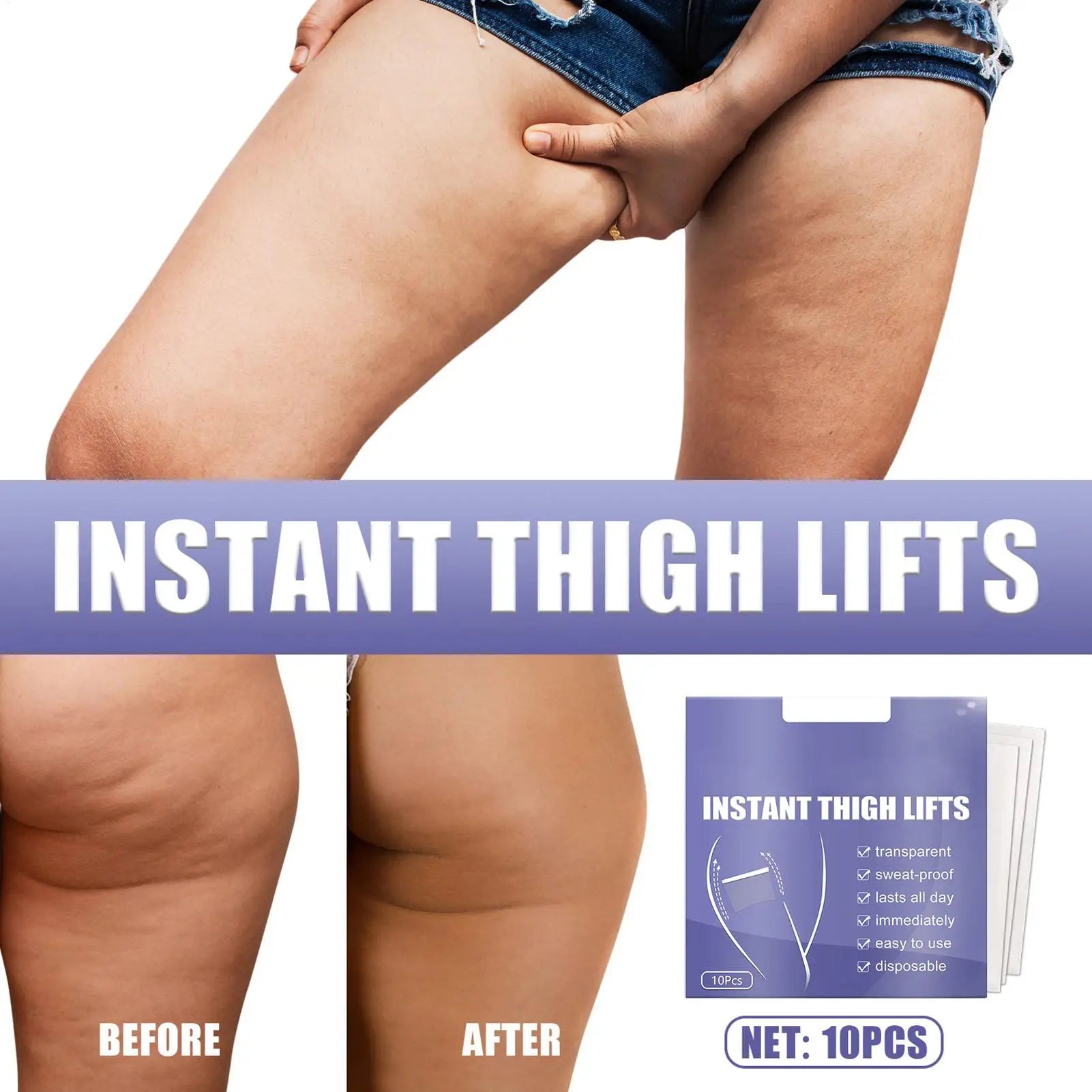 10pc Thigh Contouring Lifting Tape Leg Lifting Tape Transparent For Sagging Skin On The Legs Body Ultra Thin Inner Stic