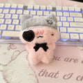 Plush Black & Pink Cat Bag Charm Keychain
