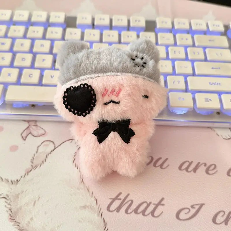 Plush Black & Pink Cat Bag Charm Keychain