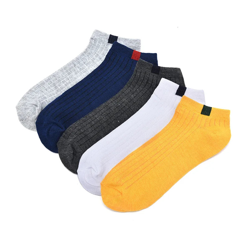Men 10 color woven lable Comfo rtable Cotton Sock Slippers Short Ankle Socks