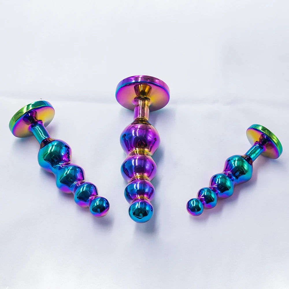 Iridescent 4-Bead Metal Anal Plug