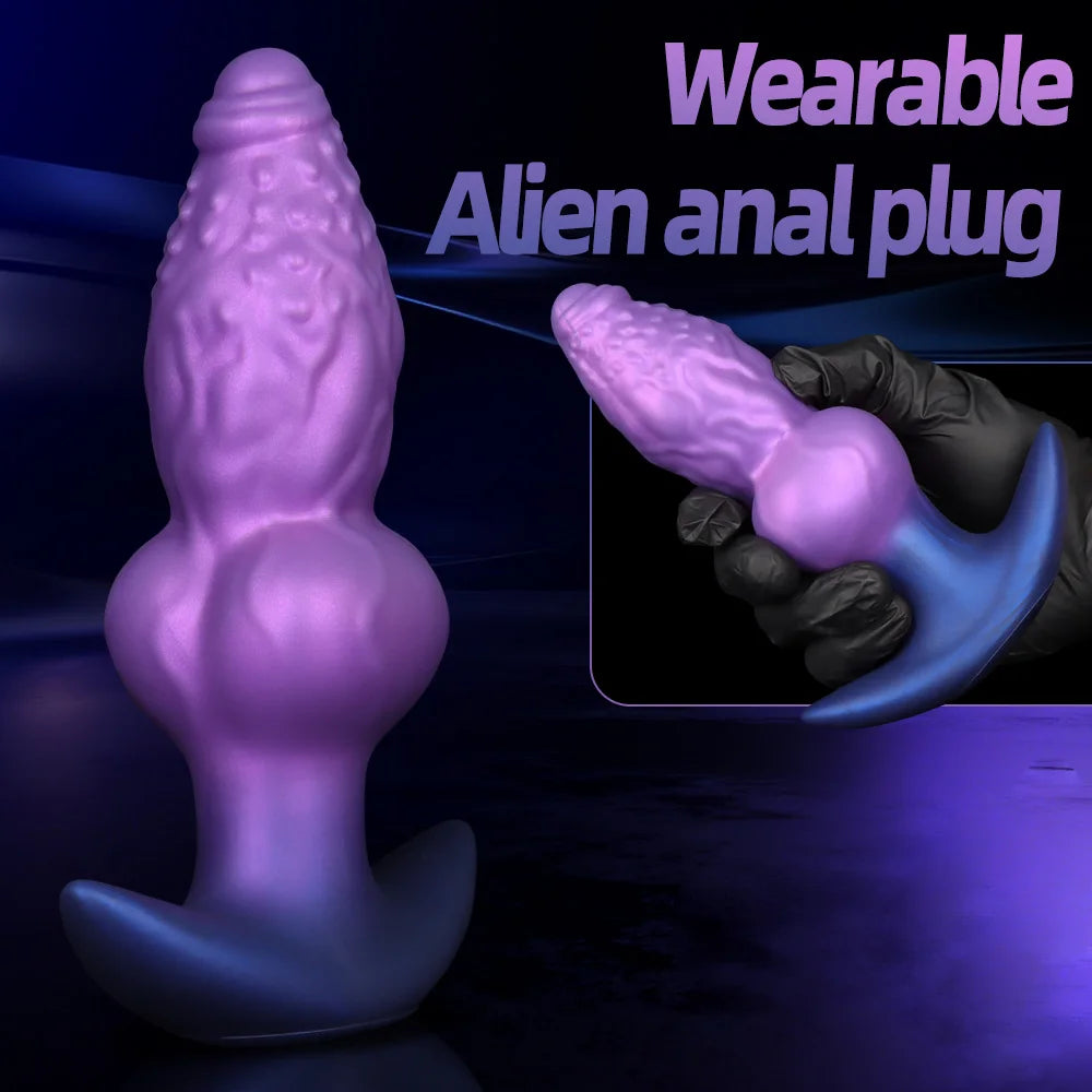 Textured Silicone Anal Plug with Flared Base