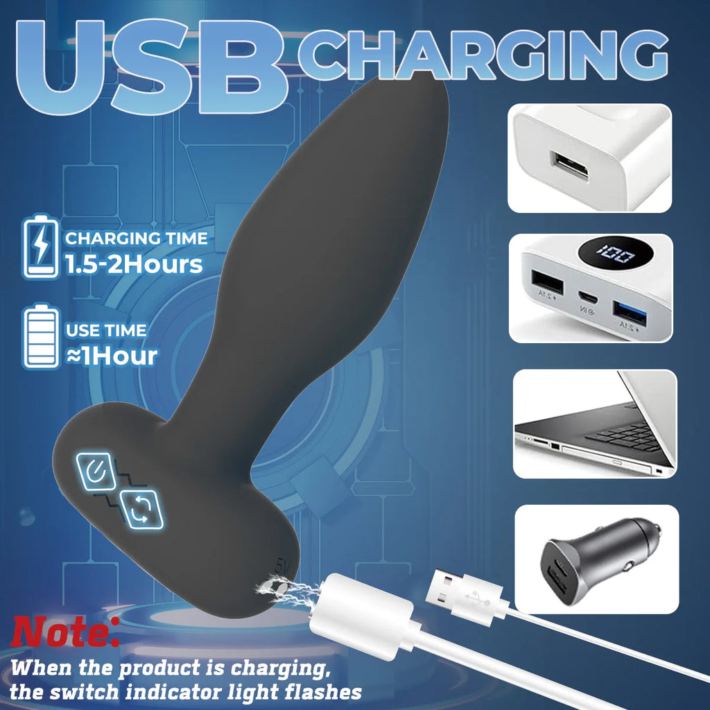 Remote Vibrating & Rotating Anal Plug – 10 Vibrations/6 Rotations