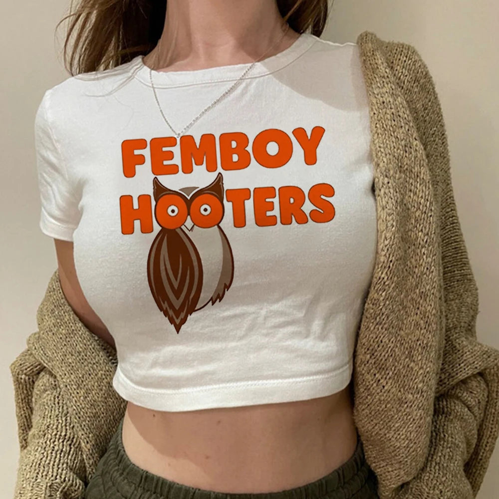 Femboy Graphic Y2K Crop T-Shirt