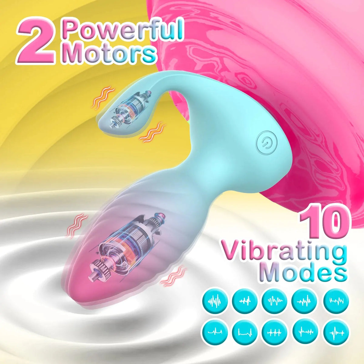 2-in-1 Remote Dual-Motor Crystal Anal Plug Vibrator