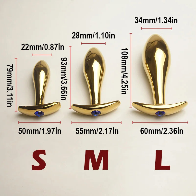 Crystal Diamond Metal Anal Plug with Anchor Base