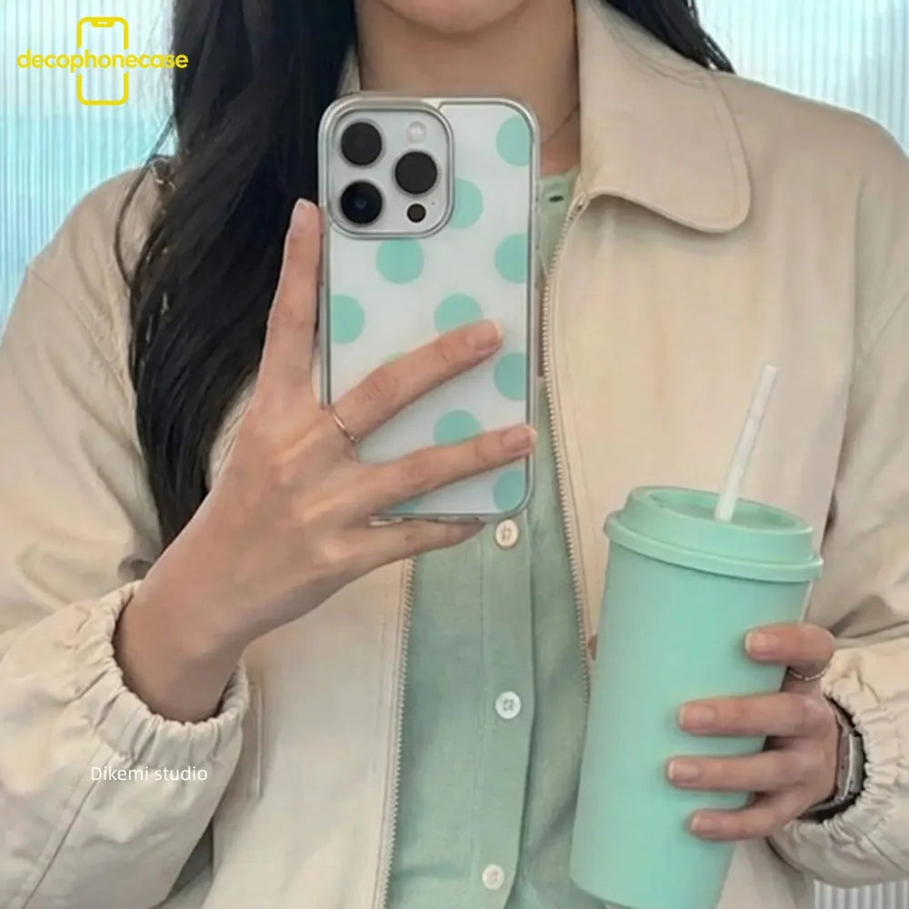 Mint Green Polka Dot Phone Case for iPhone