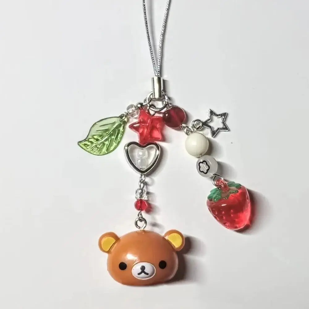 Rilakkuma Bear Bell Beaded Phone Charm