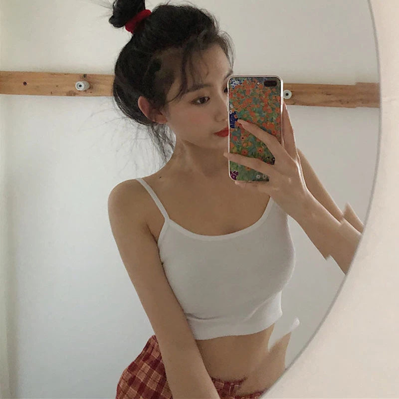Girl Bra Crop Top Underwear Vest Puberty Sport Training Bras Solid Color Streetwear Tube Top For Girl
