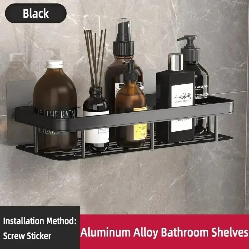 No-Drill Bathroom Makeup & Shampoo Shelf