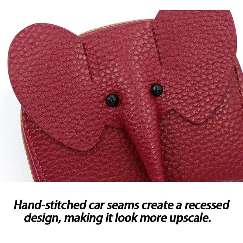 Creative PU Leather  Purse for Women Baby Elephant Card Holder Bag Pendant Ideal for Birthday Gift