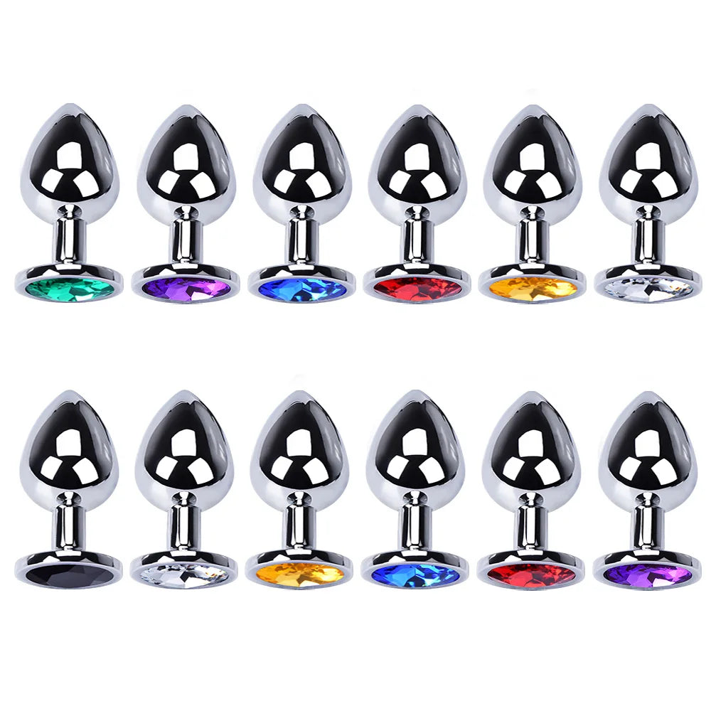 Colored Crystal Stainless Steel Anal Plug – 3 Sizes