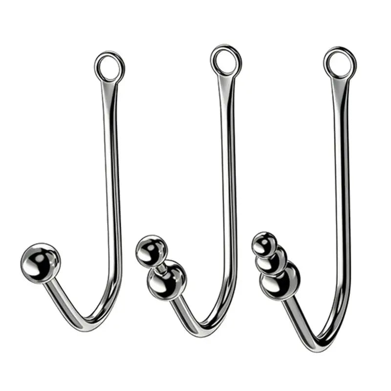 Stainless Steel Anal Hook with Beads