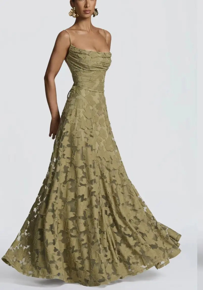 2025 New Sexy Strapless Fashion Elegant Long Floral Printed Dress Streetwear Backless Belted Slim Fit High Waist A- Line Dresses