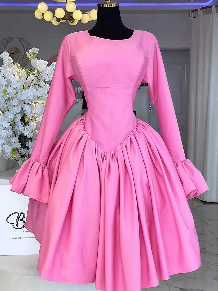 Women's Pink Lace-Up Corset Dress