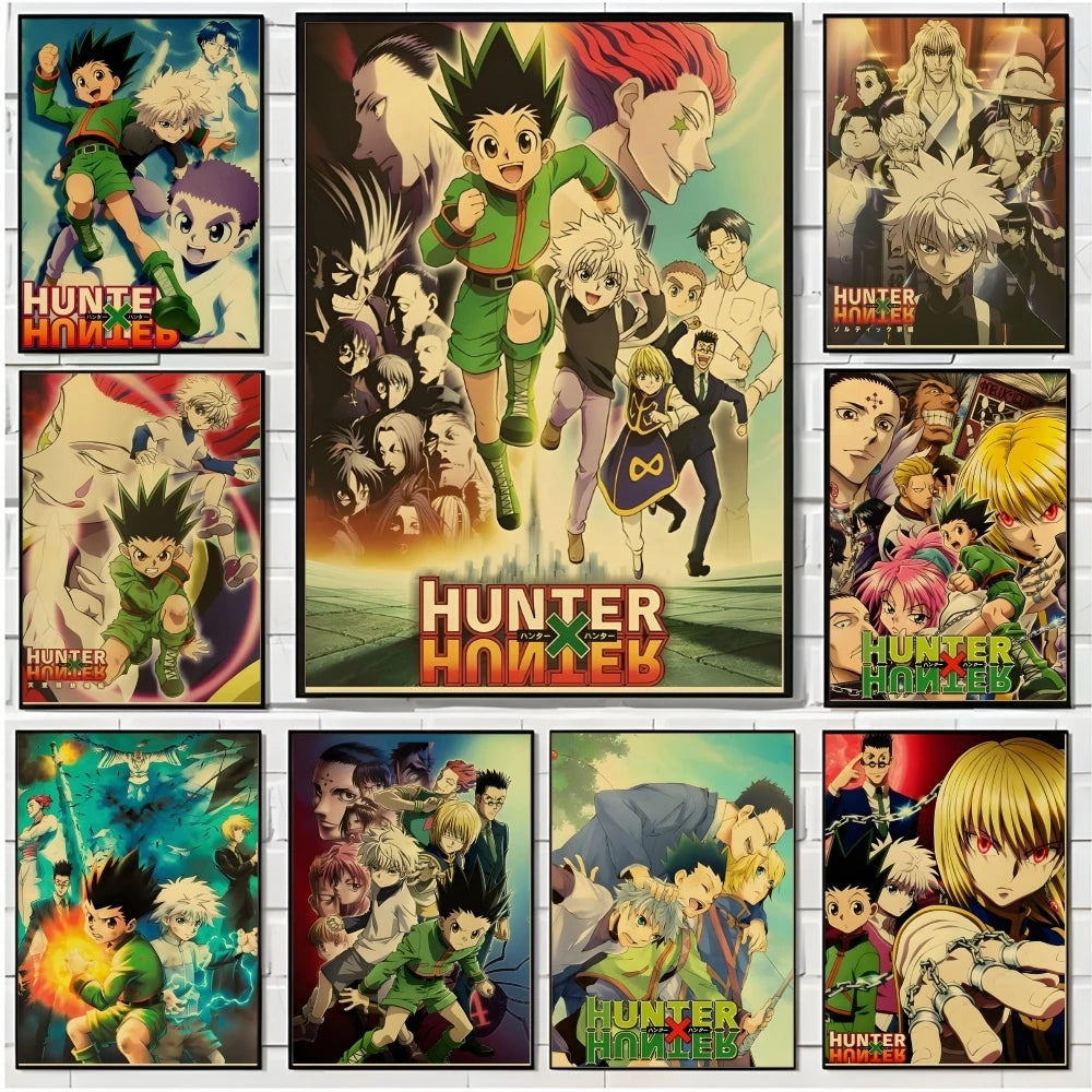 Anime H-Hunter X Hunter Poster Stickers Mural Painting Self-Adhesive Wall Decals for Bedroom Living Room Home HD Decor Gift