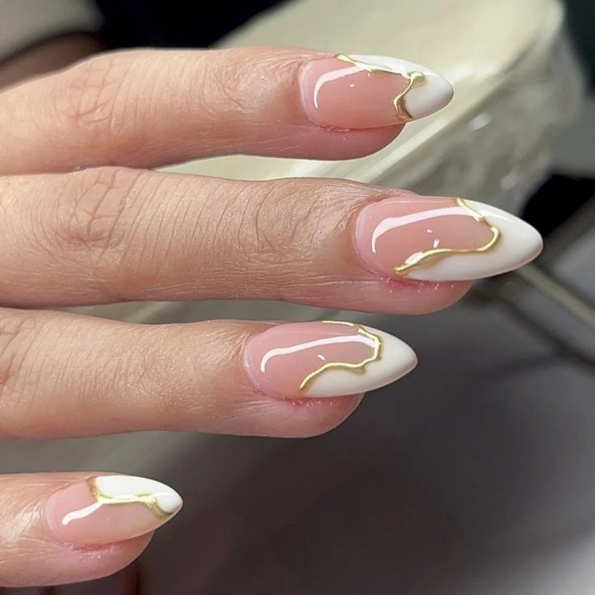 Red Star French Almond Press-On Nails