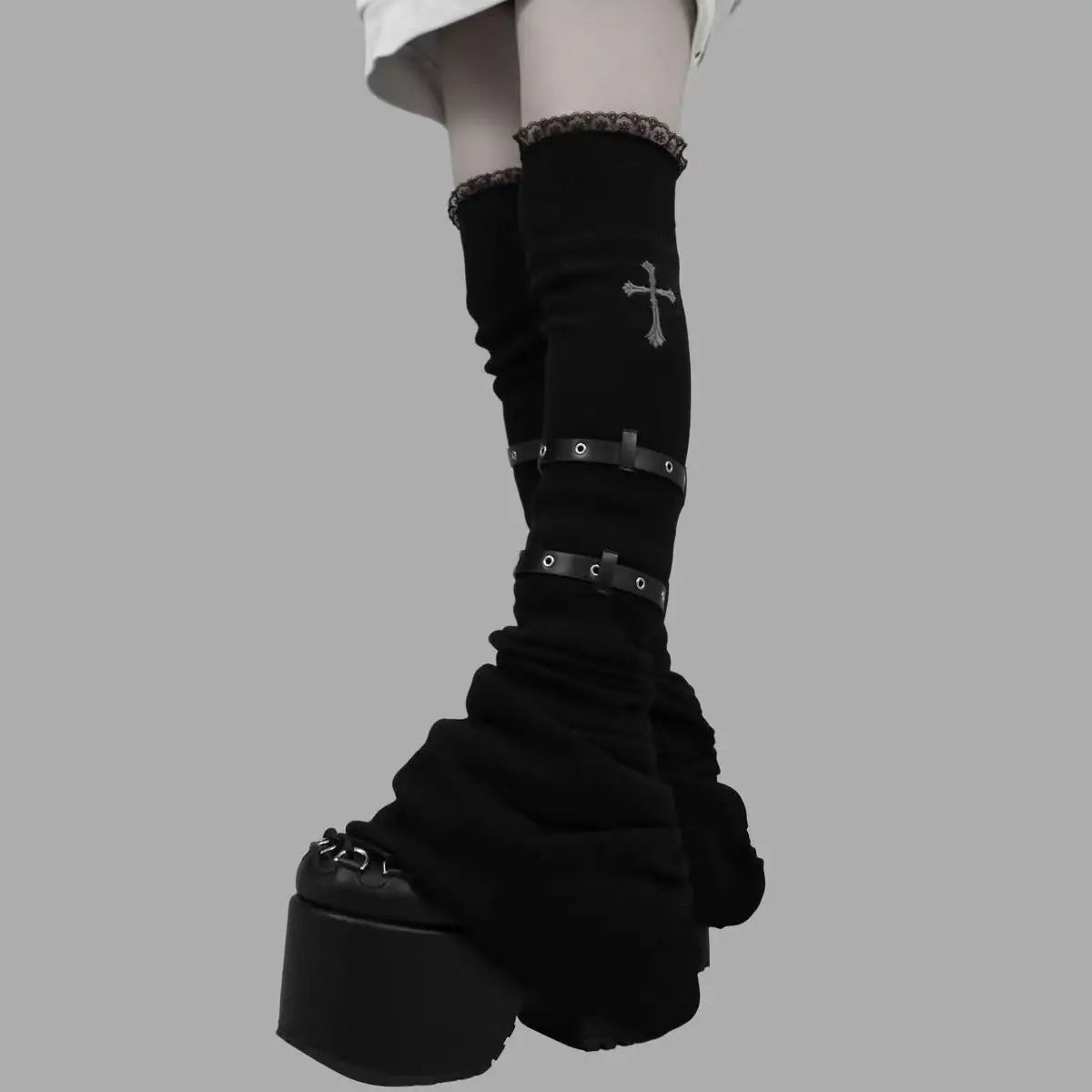 Jirai Kei Buckle & Lace Over-Knee Leg Warmers