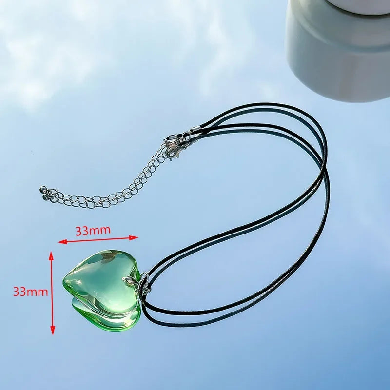 Y2K Red & Pink Heart Pendant Necklace