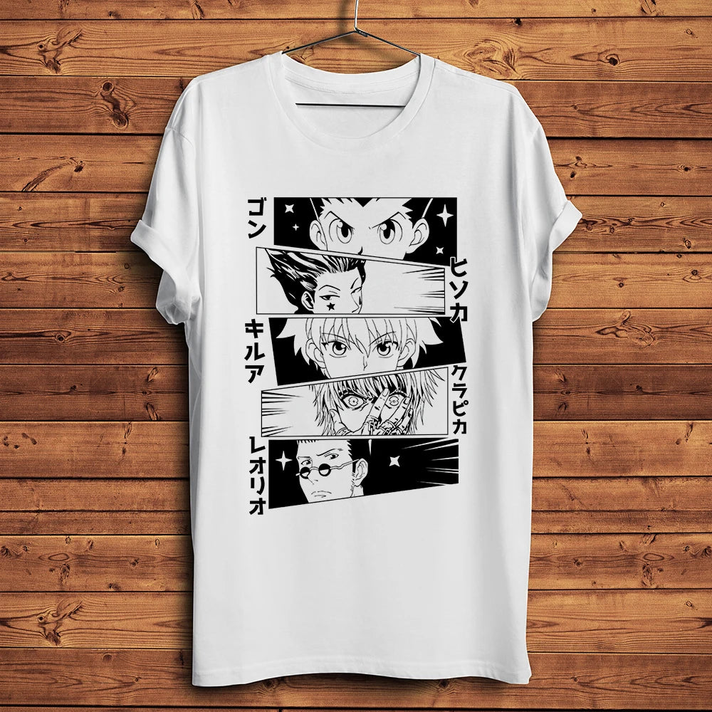 HXH Hunter Eyes GON Killua Funny Anime Tshirt Men Summer New White Casual Short Sleeve T Shirt Unisex OTAKU Streetwear Tee