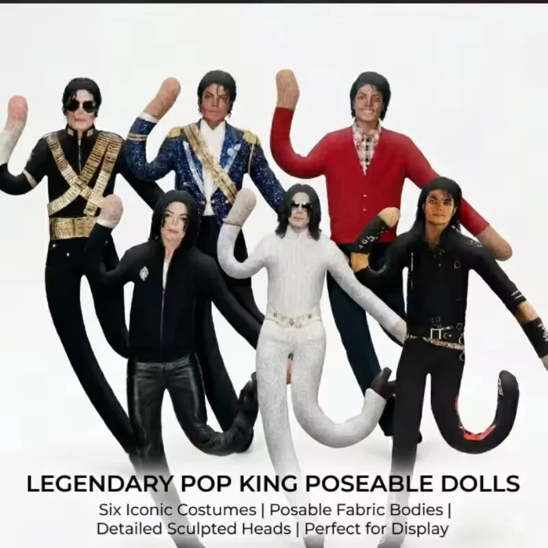 Articulated Michael Jackson (MJ) Cosplay Plush Figurine, Abstract Figurine with Articulated Movement, Soft Plush Doll, Desk Orna