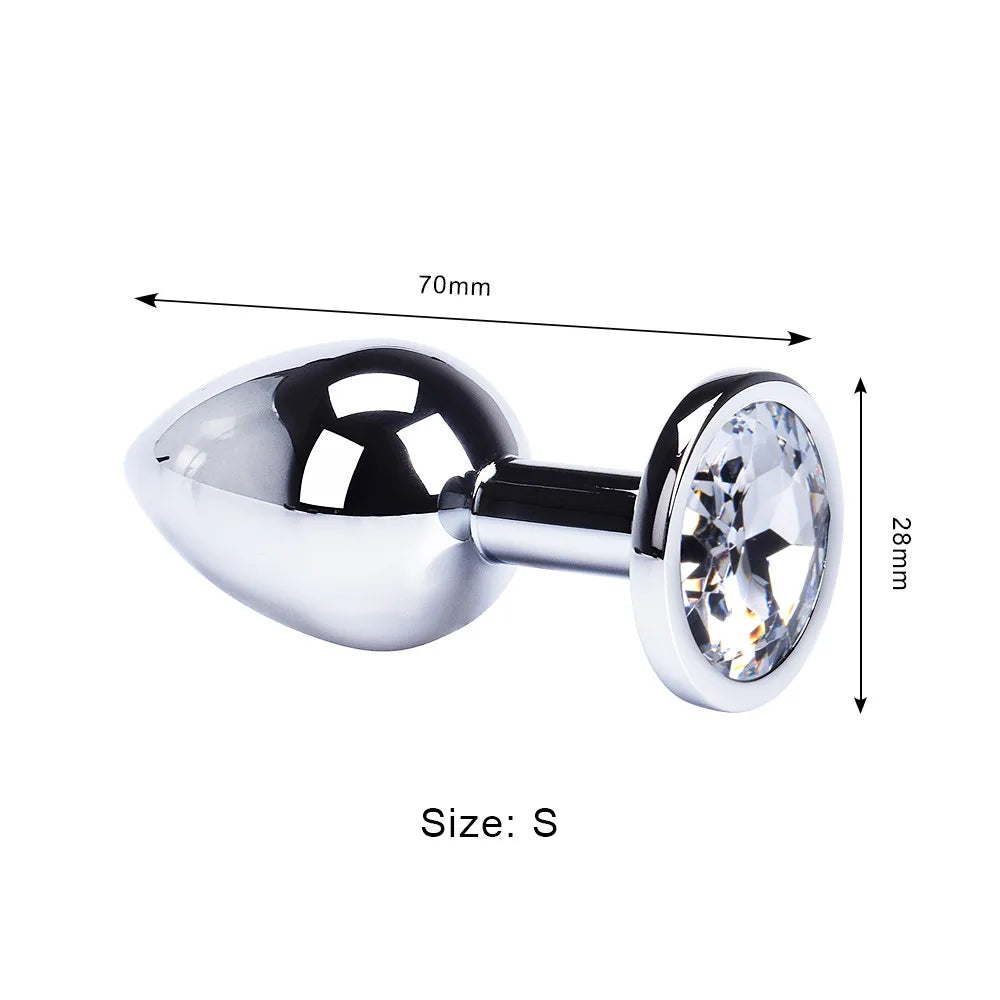Colored Crystal Stainless Steel Anal Plug – 3 Sizes