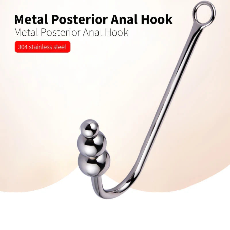 Stainless Steel Anal Hook with Beads