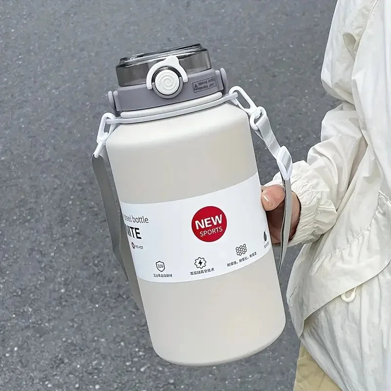 2L 67.63oz Large Capacity Stainless Steel Insulated Tumbler with Handle Ice Keeping and Thermal Straw Ideal for Sports