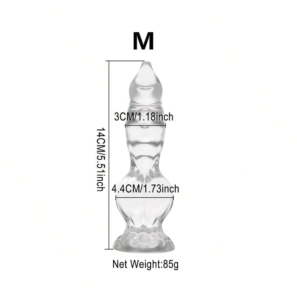 Clear Knotted Canine-Style Dildo with Suction Cup