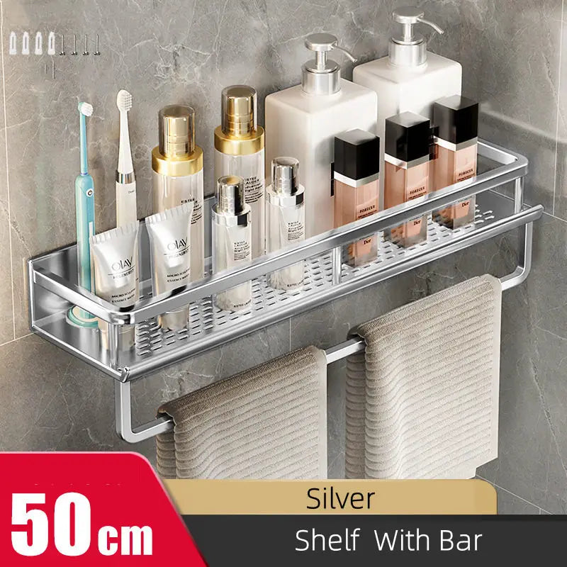 30–50 cm Aluminum Wall-Mounted Shower Shelf